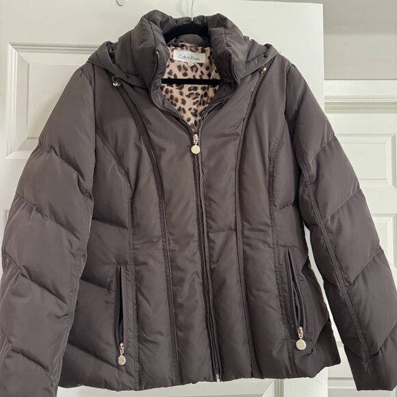 Calvin Klein chocolate ski jacket with hood. Size XL - Picture 6 of 6